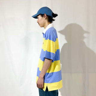 90's～ RALPH LAUREN ブルー×イエロー ボーダー S/Sラガーシャツ
