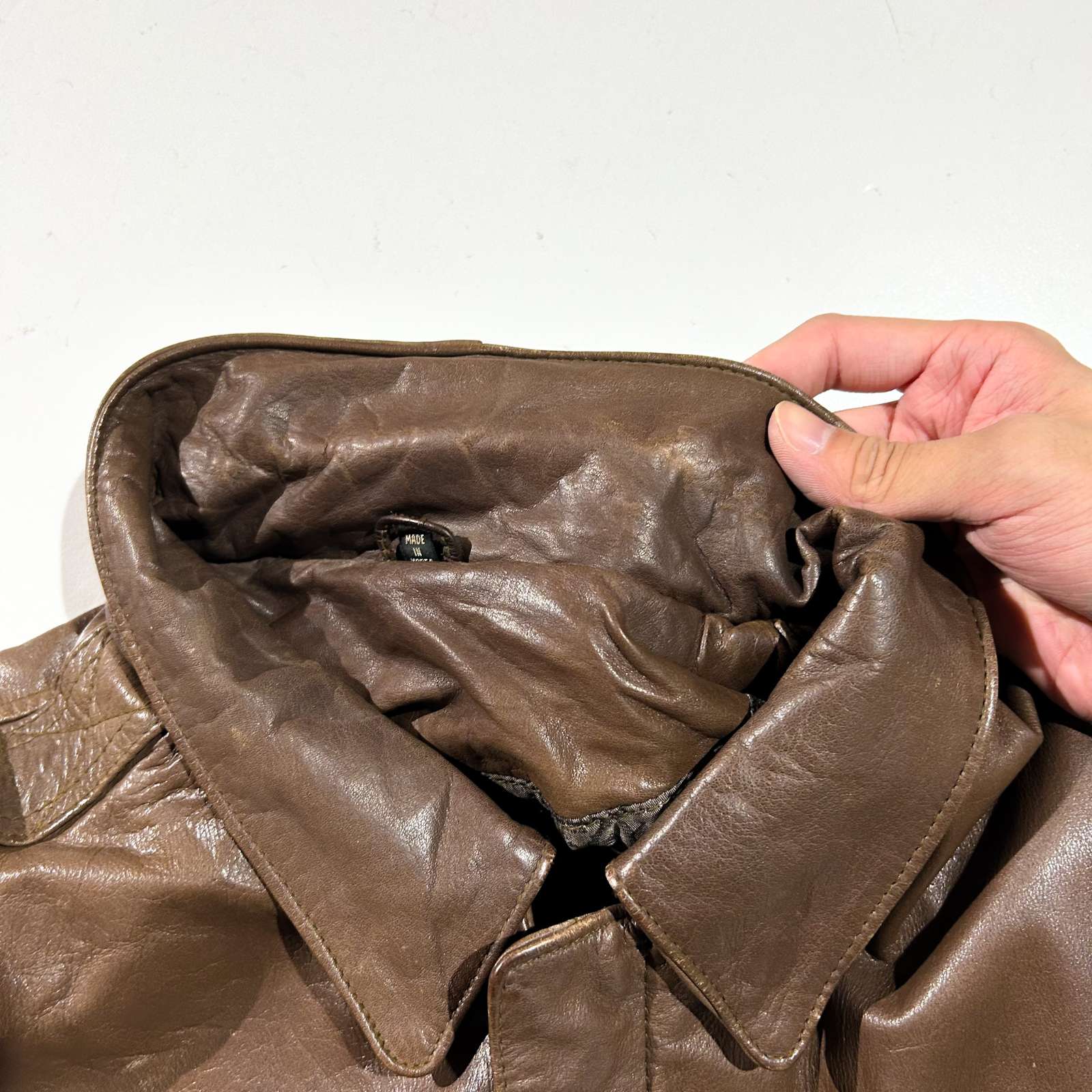 古着–90's～00's LEATHER LIMITED 地図柄 レザー A2タイプ ブルゾン
