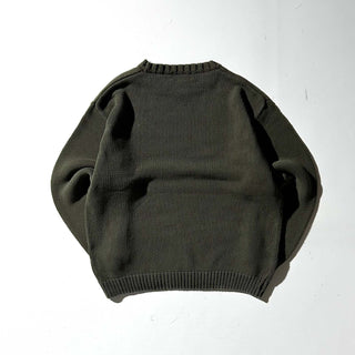 90's Eddie Bauer オリーブ ボックスシルエット 無地 ニット セーター