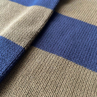 90's～ JOHN ASHFORD カーキ×ネイビー ボーダー ニット セーター