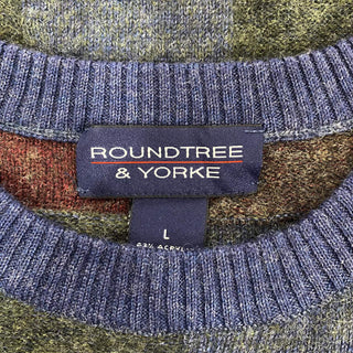 90's～ ROUNDTREE & YOKE パッチワーク 総柄 ニット セーター