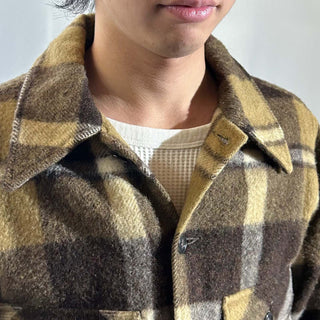 70's～ AMANA FINE WOOLENS ブラウン チェック ウール シャツ ジャケット