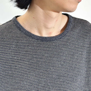 90's PERRY ELLIS シルク×リネン ボーダー Tシャツ