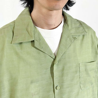 70's SEARS ピスタチオ 総柄 オープンカラー L/Sシャツ