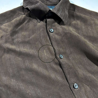 00's Claiborne ブラウン ピーチスキン レギュラーカラー L/Sシャツ