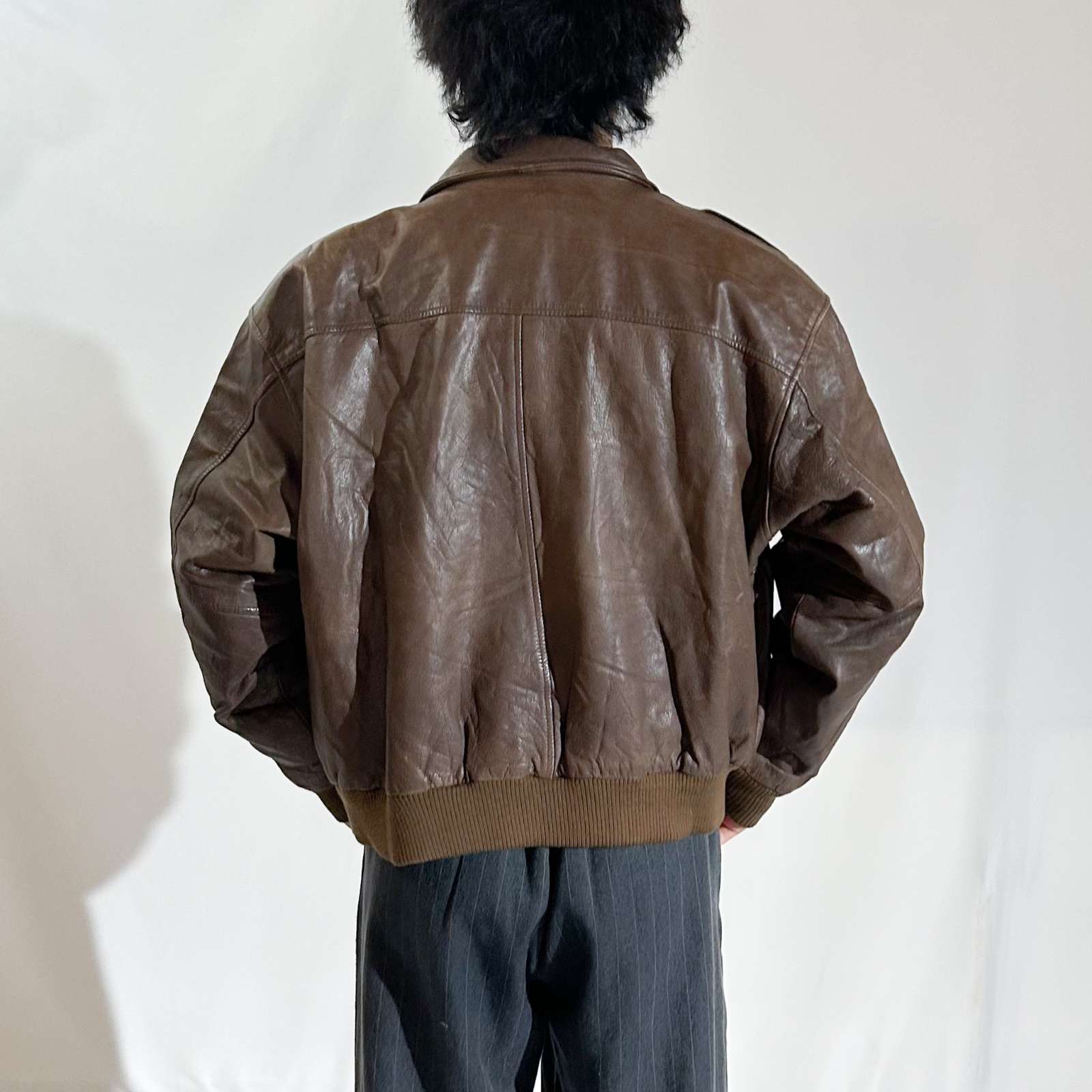 古着–90's～00's LEATHER LIMITED 地図柄 レザー A2タイプ ブルゾン