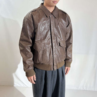 90's～00's LEATHER LIMITED 地図柄 レザー A２タイプ ブルゾン ジャケット