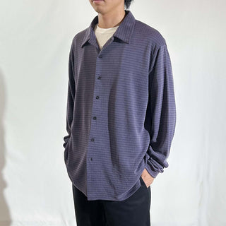 90's ALFANI レーヨン×ポリエステル チェック オープンカラー L/Sシャツ