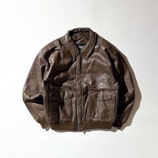 90's～00's LEATHER LIMITED 地図柄 レザー A２タイプ ブルゾン ジャケット