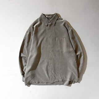 90's pierre cardin 無地 レーヨン×ポリエステル "比翼ボタンダウン" L/Sシャツ
