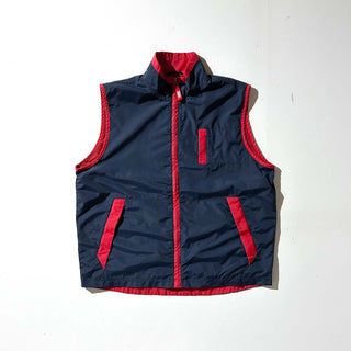 90's～00's OLD COLLEGE レッド×ネイビー 2トーン ドローコード シェル ベスト