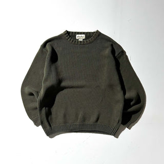 90's Eddie Bauer オリーブ ボックスシルエット 無地 ニット セーター