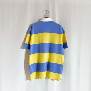 90's～ RALPH LAUREN ブルー×イエロー ボーダー S/Sラガーシャツ