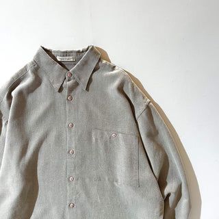 90's pierre cardin 無地 レーヨン×ポリエステル "比翼ボタンダウン" L/Sシャツ