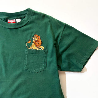 90's～00's Mickey,INC "THE LION KING" ムファサ ワンポイント ポケット 刺繍 Tシャツ