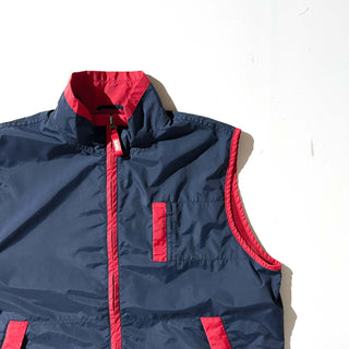 90's～00's OLD COLLEGE レッド×ネイビー 2トーン ドローコード シェル ベスト