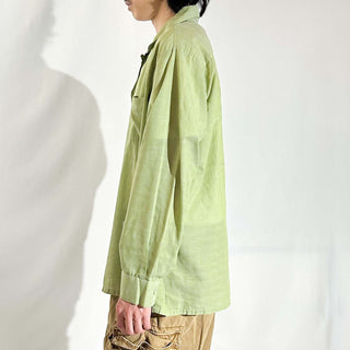 70's SEARS ピスタチオ 総柄 オープンカラー L/Sシャツ