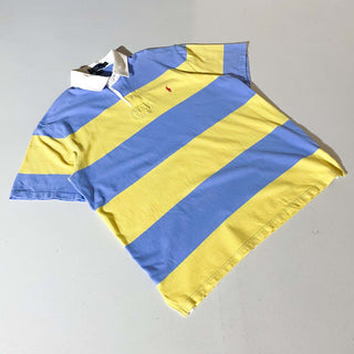 90's～ RALPH LAUREN ブルー×イエロー ボーダー S/Sラガーシャツ