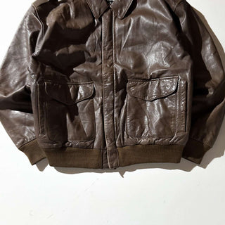 90's～00's LEATHER LIMITED 地図柄 レザー A２タイプ ブルゾン ジャケット