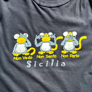 90's～00's "Three wise monkeys" アニマル 発泡プリント Tシャツ