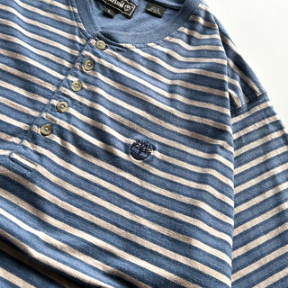 90's～ Timberland ボーダー ヘンリーネック Tシャツ
