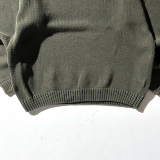 90's Eddie Bauer オリーブ ボックスシルエット 無地 ニット セーター