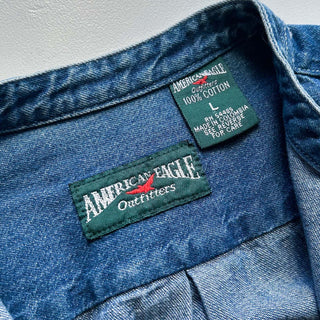 90's～00's American eagle デニム スタンドカラー L/Sシャツ