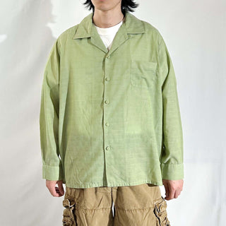 70's SEARS ピスタチオ 総柄 オープンカラー L/Sシャツ