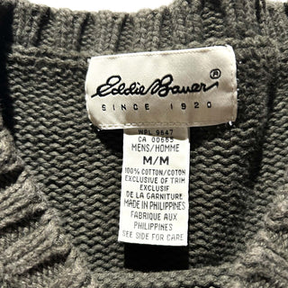 90's Eddie Bauer オリーブ ボックスシルエット 無地 ニット セーター