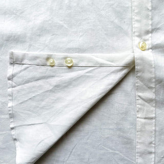00's Van Heusen ホワイト リネン×レーヨン L/Sシャツ