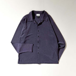 90's ALFANI レーヨン×ポリエステル チェック オープンカラー L/Sシャツ