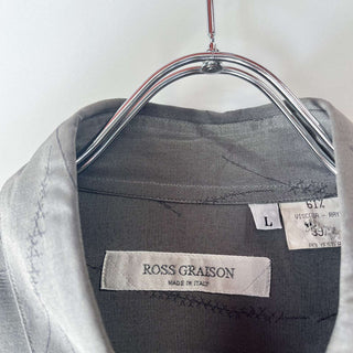 古着 80's～90's "made in ITALY" ROSS GRAISON 総柄 つぎはぎ 比翼 レーヨン L/Sシャツ