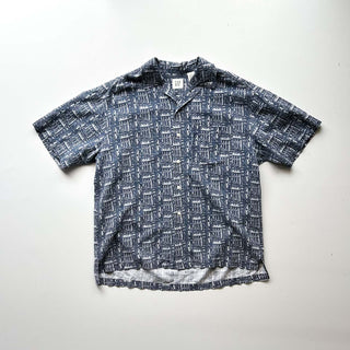 00's GAP "Nautical pattern" コットン×リネン オープンカラー 総柄 S/Sシャツ