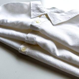 00's Van Heusen ホワイト リネン×レーヨン L/Sシャツ