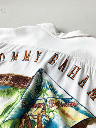 90’s Tommy Bahama レーヨン バック刺繍 オープンカラーS/Sアロハシャツ