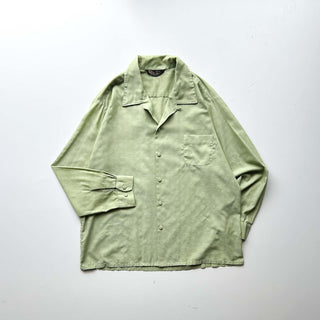 70's SEARS ピスタチオ 総柄 オープンカラー L/Sシャツ