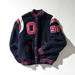 ～80's "made in USA" Holloway "OBERLIN INDIANS" ウール メルトン ブルゾン ジャケット