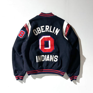 ～80's "made in USA" Holloway "OBERLIN INDIANS" ウール メルトン ブルゾン ジャケット