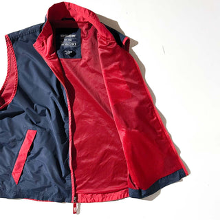 90's～00's OLD COLLEGE レッド×ネイビー 2トーン ドローコード シェル ベスト