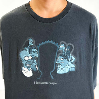 90's～00's "i see dumb people..." THE SIMPSONS× The Sixth Sense パロディ キャラクター プリント Tシャツ
