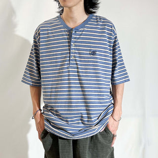 90's～ Timberland ボーダー ヘンリーネック Tシャツ