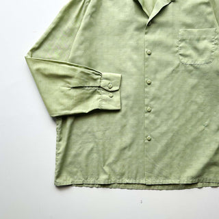 70's SEARS ピスタチオ 総柄 オープンカラー L/Sシャツ