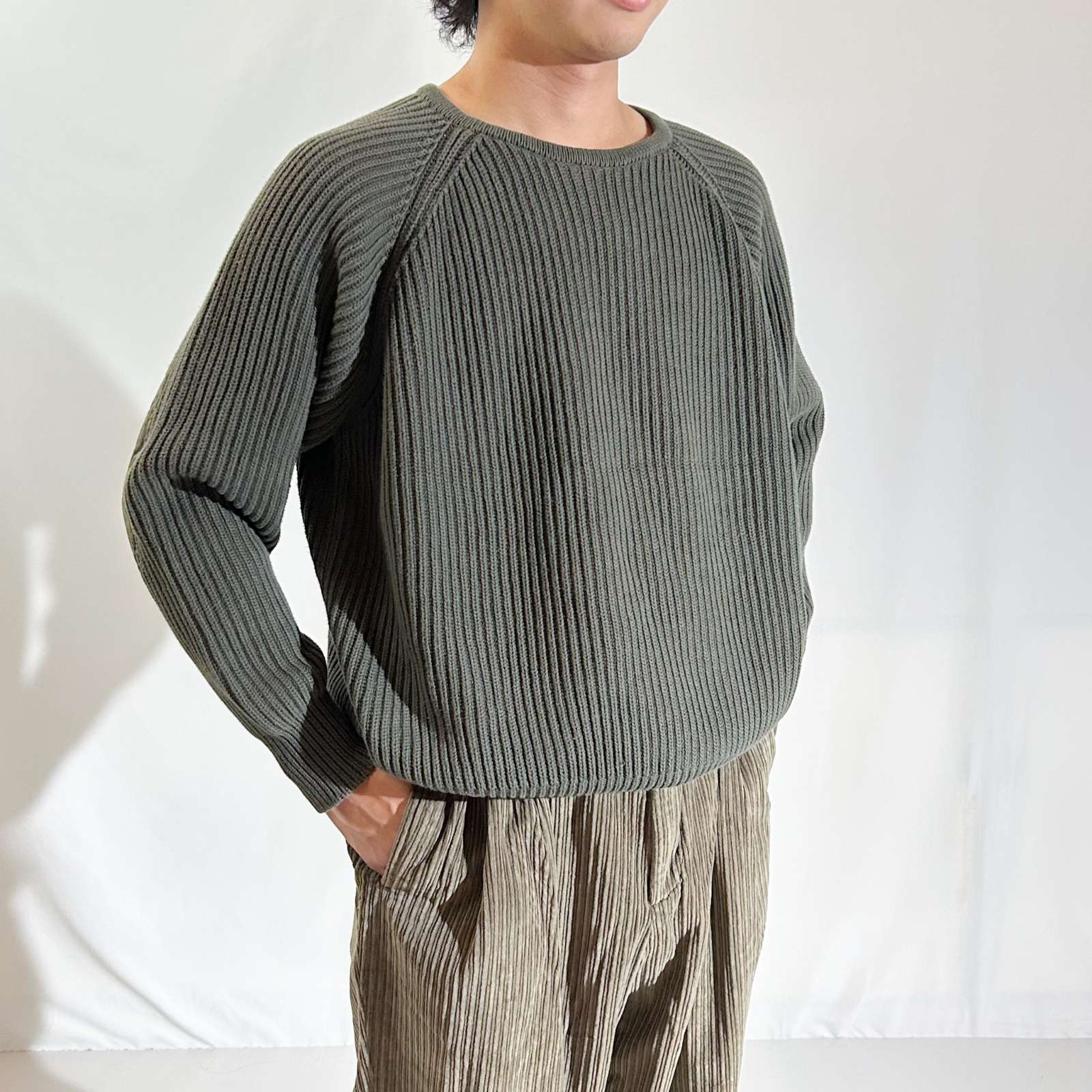 90’s USA BANANA REPUBLIC リブコットンニット 古着–90's BANANA REPUBLIC リブ編み ニット セーター – 【古着