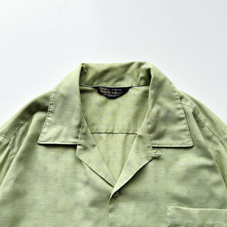 70's SEARS ピスタチオ 総柄 オープンカラー L/Sシャツ