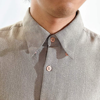 90's pierre cardin 無地 レーヨン×ポリエステル "比翼ボタンダウン" L/Sシャツ