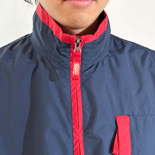 90's～00's OLD COLLEGE レッド×ネイビー 2トーン ドローコード シェル ベスト