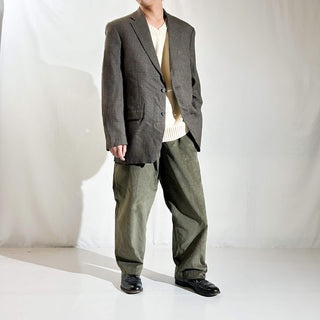 90's～ "deadstock" LANDS' END ２タック コーデュロイ パンツ (OLIVEDRAB 30×32)