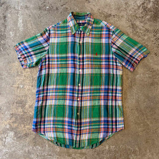10's~ RALPH LAUREN リネン チェック S/S シャツ