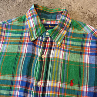 10's~ RALPH LAUREN リネン チェック S/S シャツ