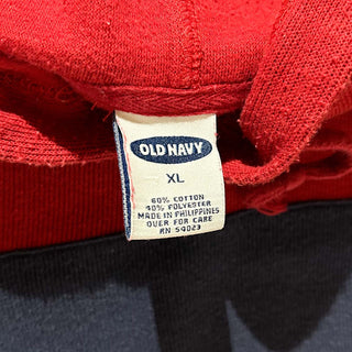 00's OLD NAVY レッド×ネイビー ライン フーデッド ニットソー
